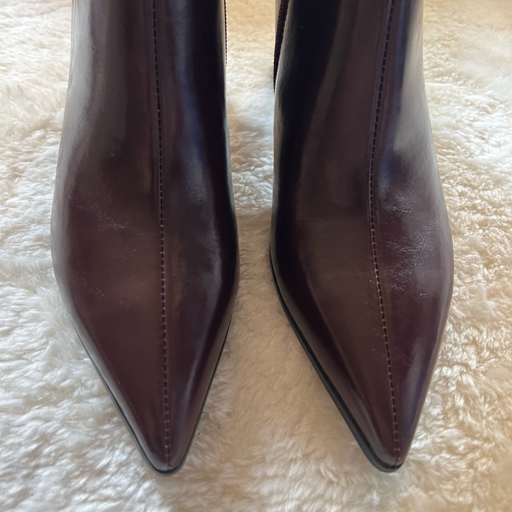 Elegant Anchora Red Leather Knee-High Boots - Picture 6 of 16